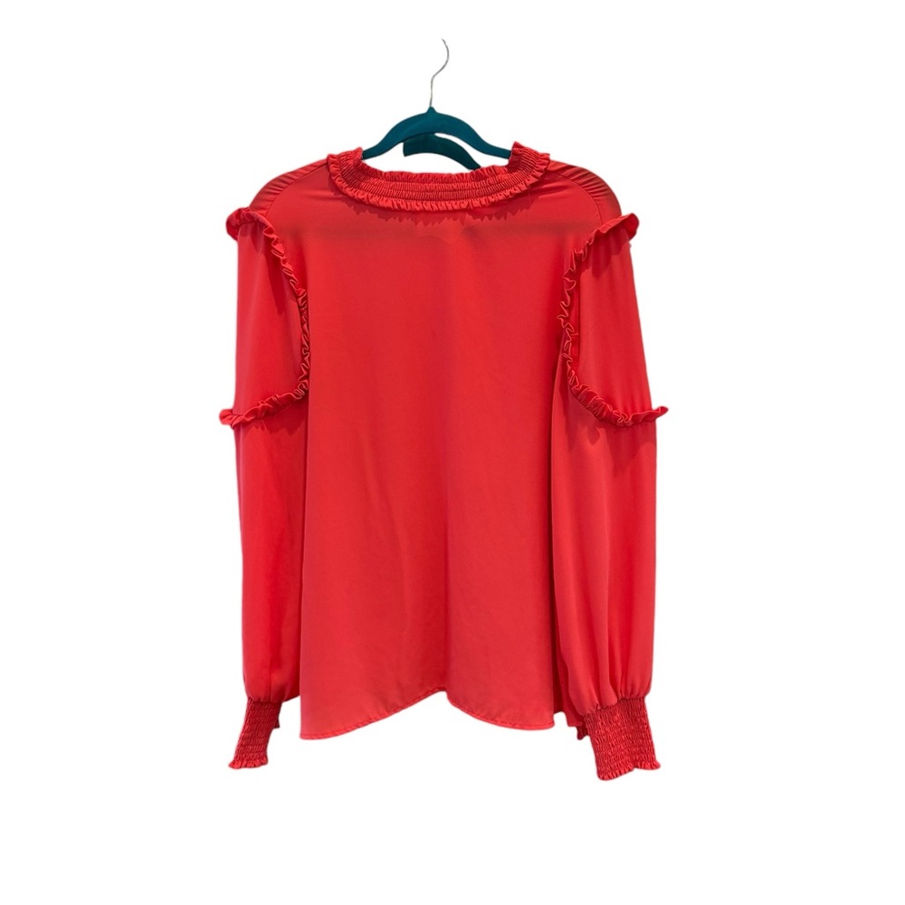 Catherine Malandrino Pink Ruffled Sleeve Watermelon Blouse Size Large